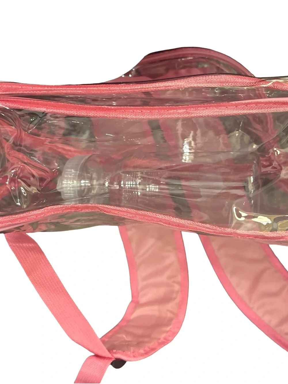 Clear Pink Travel School Camping Backpack Pouch Bag with Water Bottle
